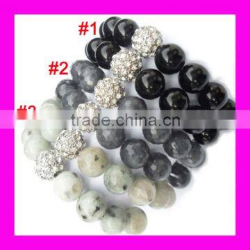 GZKJL-BL0170 Hot Shamballa Bracelet Stackable Black Agate Bracelet