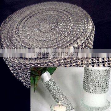 Silver sparkle diamond mesh wrap roll sparkle rhinestone Crystal Ribbon decoration, wedding cake decoration, candle decoration