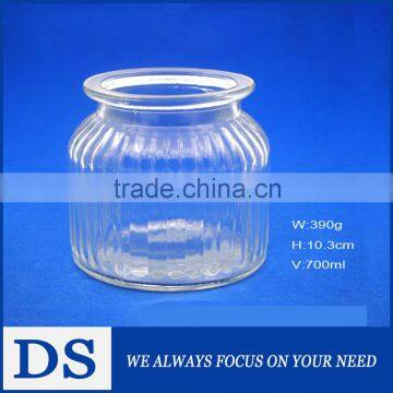 700mL large vertical stripe clear glass storage jar for dry goods