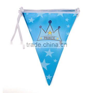 Baby Blue Triangle Bunting Flags for kids' theme birthday party decoration