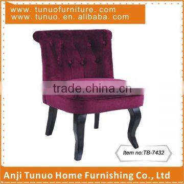 Chair,Royal style,For salon,Bent rubber wood legs,Buttons on back,TB-7432