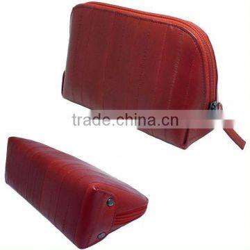 Leather Cosmetic Makeup Case Bag Wallet Pouch Red