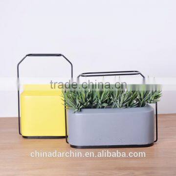 Decorative Modern Square Cement Resin Flower Vase