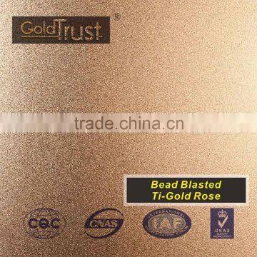 supply bead blasted ti-gold rose finish stainless steel sheets for elevator building decoration and wall panels