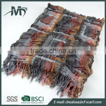 woven scarf smocked elastic polyester jacquard scarf