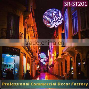 Customize commercial cross Street LED lighted ball hall way decoration