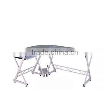 GX-610 All " white" L-shape desk, glass PC desk,