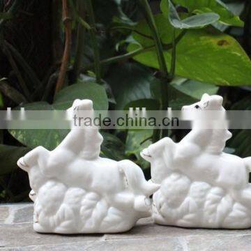 ceramic white horse salt & pepper shaker set