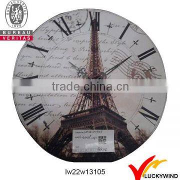 French Aged Colored Tower Shabby n Chic Finger Ring Clock for Kitchen Wall Hanging