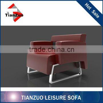 TIANZUO WANGLI Elegant Design Chrome Frame Genuine Leather Leisure Sofa