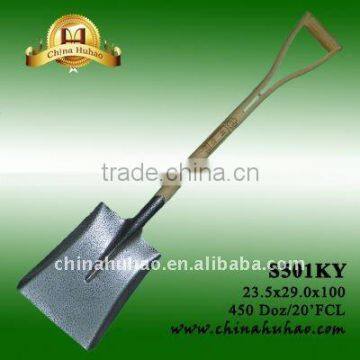 scoop shovel with long wood handle