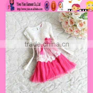 OEM Service Long Sleeve Patterns For Lace Dress Autumn Knee Length One Piece Lace Flower Girl Dress Patterns
