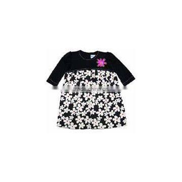 girls black knit white flowers dress with flower little girls dresses