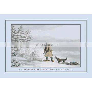 A Siberian Exile Prepares To Shoot A Black Fox 12x18 Giclee on canvas