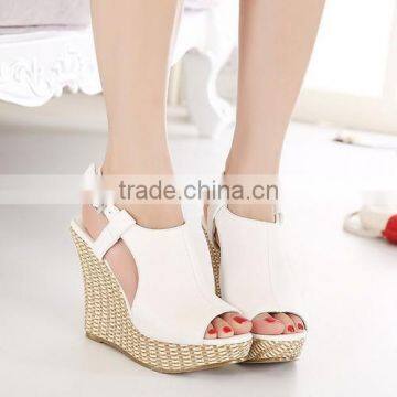 2015 fashion women platform heel wedge shoe peep toe summer shoes women wedge sandals high heel lady wedge sandals PC3751