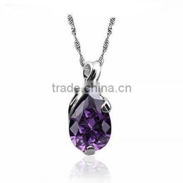 natural amethyst teardrop shaped elegant romantic purple crystal pendant for girlfriend