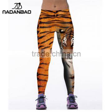 New Women Leggings Tiger Stripes Printed Leggins High Elastic Fitness Running Pants