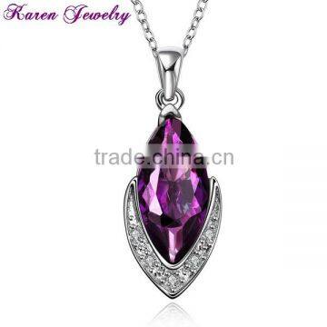 Huge Amethyst Crystal Platinum Plated Pendant Necklace Vintage Statement Necklace Women Fashion Necklaces for Women 2014