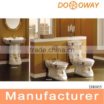 Hot Sales Bathroom Ceramic Decorated color toilet Set D8005