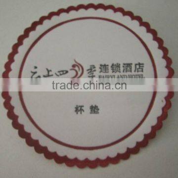 Customized hotel round paper cup coaster and teacup mat