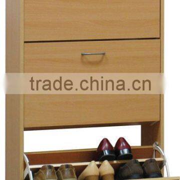 Hot Sale Eco Friendly Space Saving Wood Oak 3 Tier Door Shoe Cabinet