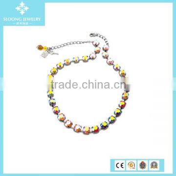 Colorful Copper Chain Quality Crystal Statement Necklace 2015
