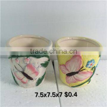 popular selling smal l ceramicl candle holder for party with butterfly pattern