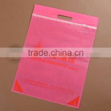 Guangzhou factory hot sale zipper/zip-lock /zip lock plastic handle bag with factory price