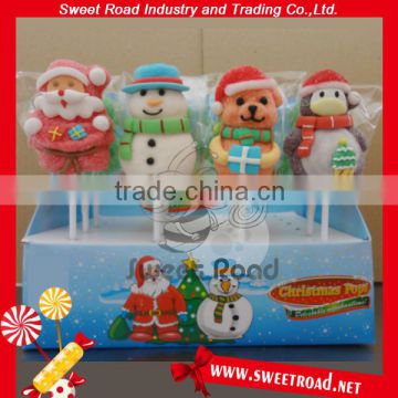 New Christmas Cotton Candy Santa shape Lollipops Marshmallow