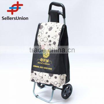 No.1 yiwu exporting commission agent wanted 90cm Best Selling Black&White Fodable Shopping Trolley with Bag