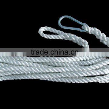 White Color 18mm 3 Strands Twisted Polyester Rope With Loop photo-2