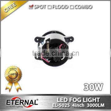 4.5" 30W Universal Harley Motorcycle Auxiliary LED Fog Light Chrome Black Base Spot Driving Lamp photo-6