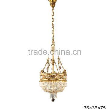 Luxury Bronze Chandelier With Crystal Pendant, Retro Design Crystal & Brass Ceiling Lamp