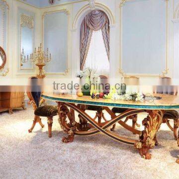 Italy New Design Neo-Classic Marquetry Dining Room Furniture Wooden Carving Dining Table Set For 8 People photo-2