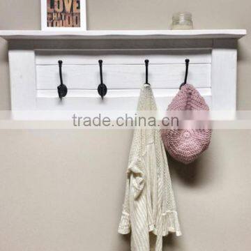 Rustic Wooden White Coat Rack Wooden Shelf photo-2