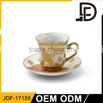 2017 Hot-sale Ceramic Bone China Daily Use Gold Print Turkish Tea Cup and Saucer Wholesale ,China Supplier