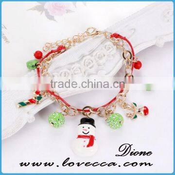 Christmas snowman gift jewelry bead charm bracelets with Christmas elements