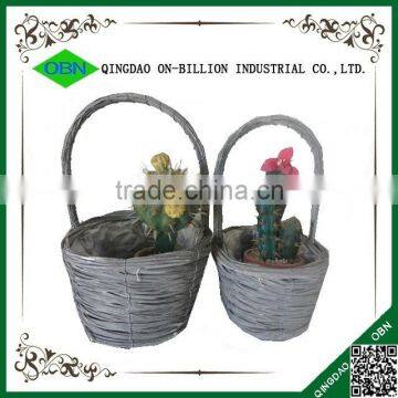 Woven Rattan Flower Basket With Handle photo-3