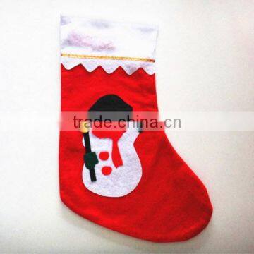 China Two Colors of no Sew Applique Santa Claus Snowman Tree Polyester Xmas Sock Wool Fabric Christmas Stocking Holders photo-3