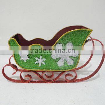 Newest christmas crafts metal handicraft sleigh finished powder coating Fujian factory