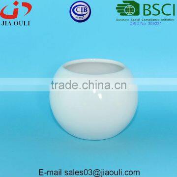 Glazed White Small Round Modern Ceramic Succulent Planter Pot photo-2