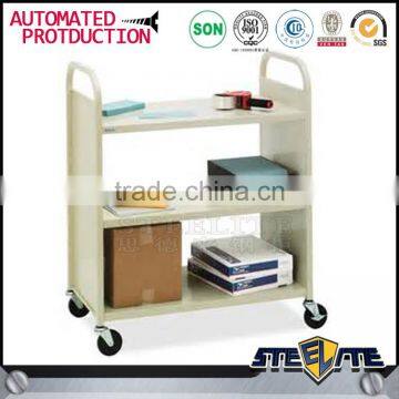 Library Double Sided Book Trolley Mobile Steel Book Cart For Sale photo-4