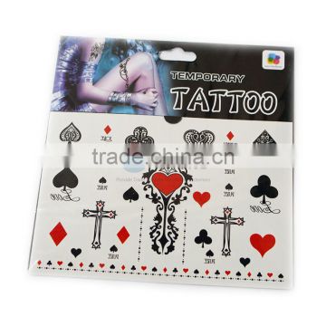 Cross And Poker Pattern Tattoo Sticker