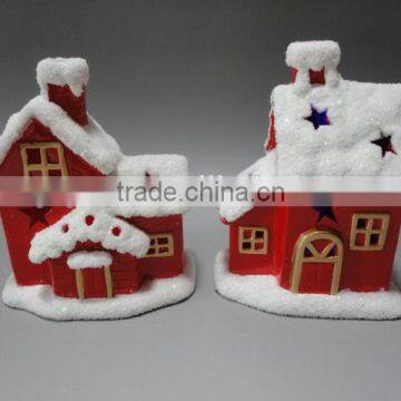 Hot Sell Ceramic Santa Clause Snowman House With LED Light for Christmas Decoration photo-5