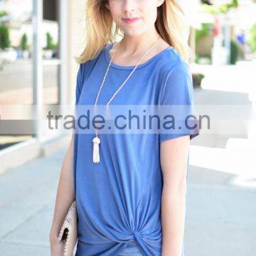 Lady Shirt 2017 Short Sleeve Round Neck Knot Top Trend t Shirt photo-3