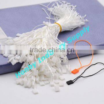 Clothing Hang Tag 20cm White Plastic Snap Lock Head Nylon String
