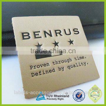 2015 New Design Double Sided Custom Embossed Real Leather Badges photo-4