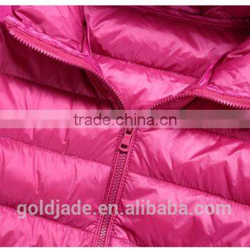 2016 Customized Manufacture Fashionable Winter Thin Ladies Down Jacket With Hoodie