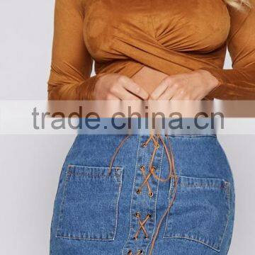 Long Sleeve Wrap Sexy Top Latest Design Women Fancy Saree Blouse Designs photo-3