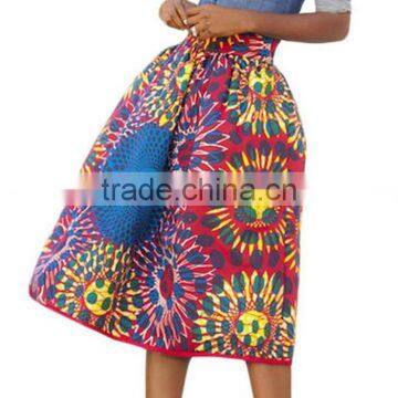 Women's African Print High Waist A-Line Pleated Midi Skirt photo-2